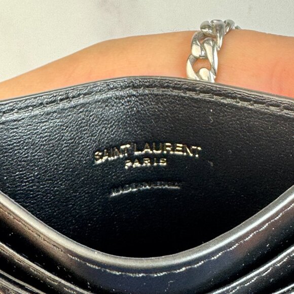 New Saint Laurent Joan Card Case Black Quilted Leather Authentic $330 Retail - Picture 4 of 7